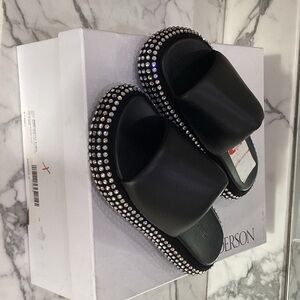 JW ANDERSON Black Crystal-Embellished Slide Sandals